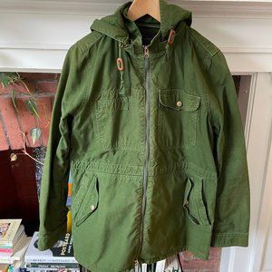 J. Crew Utility Jacket Military Women’s Size L Green Full Zip Hooded